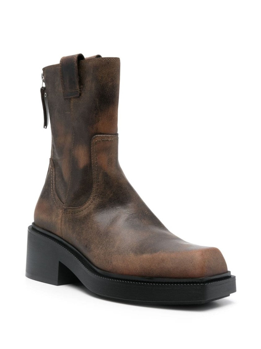 Vic Matié Vintage-Inspired Cookie Brown Ankle Boots