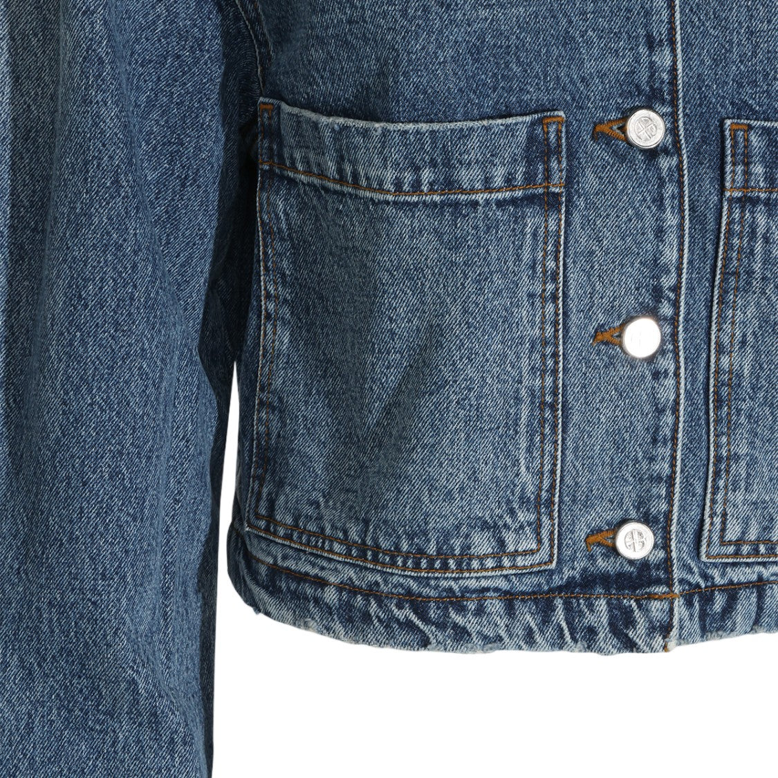 Anine Bing Cropped Denim Jacket With Leather Collar
