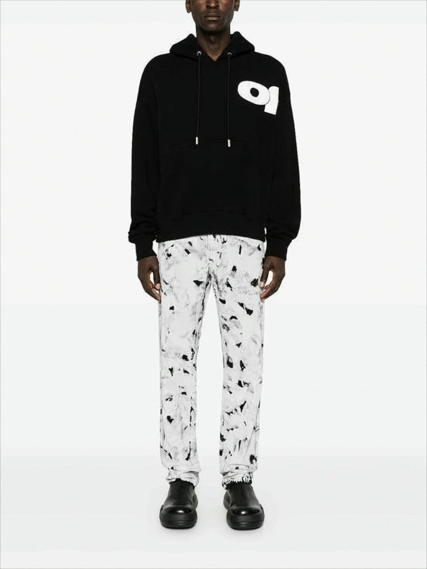 Off-White Relaxed Fit Black Hoodie With Bold Graphic Accents