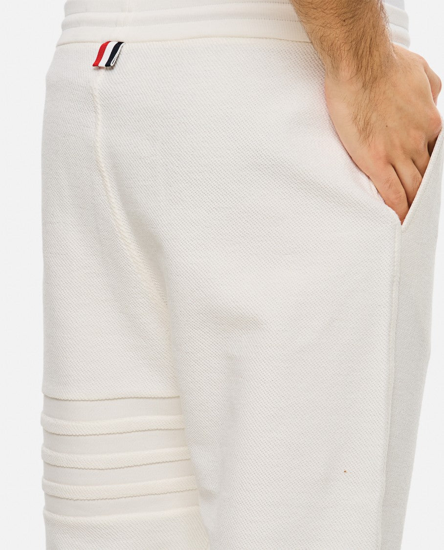 Thom Browne White Sweatpants With Embossed Seams