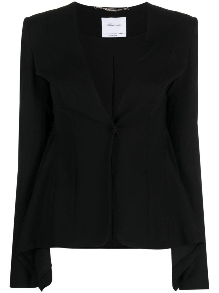 Blumarine Single-Breasted Peplum Viscose Jacket