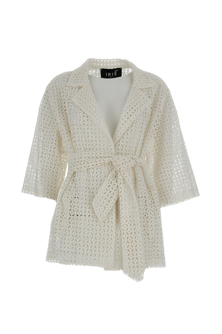Irie' Structured White Jacket With Front Zipper Closure