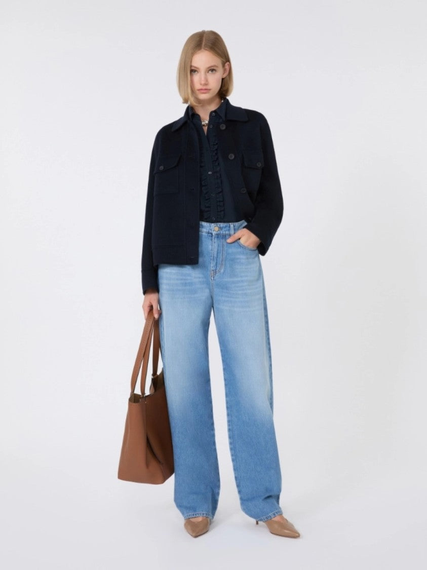 Max Mara Structured Blue Jacket With Virgin Wool