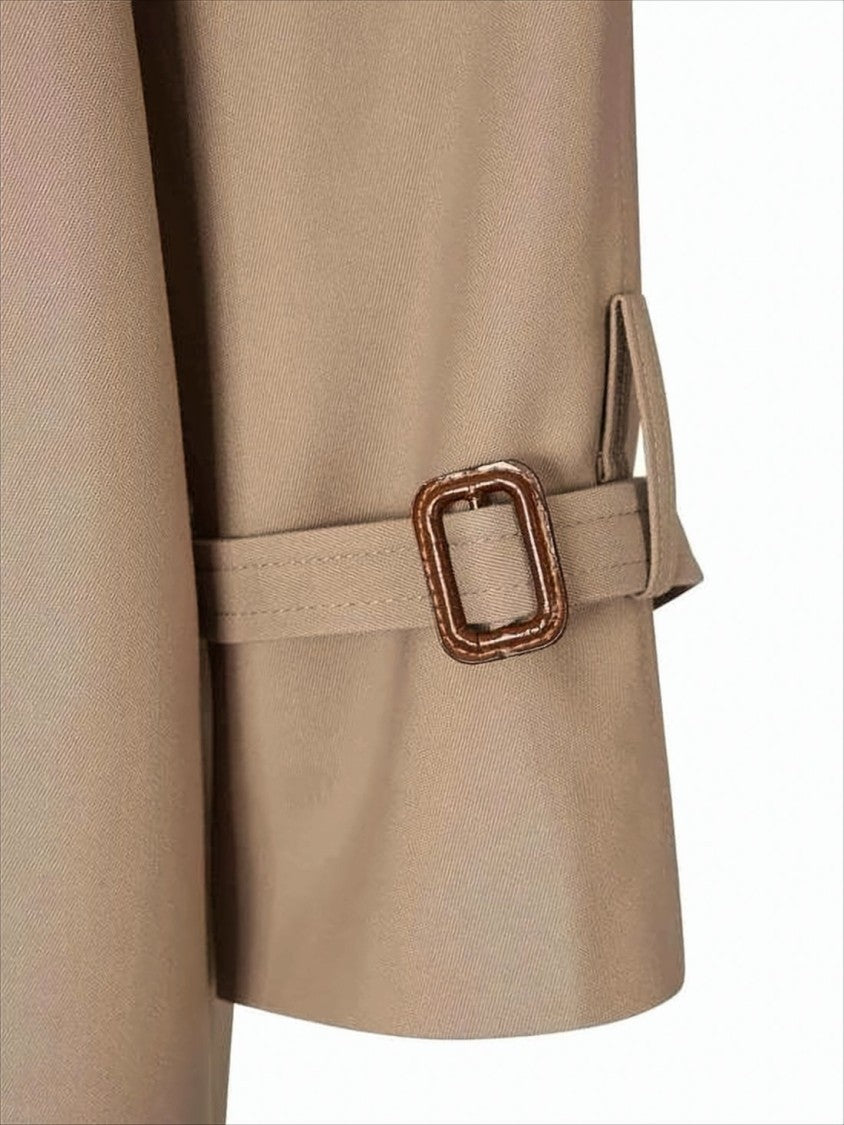 Totême Double-Breasted Beige Coat With Adjustable Cuffs