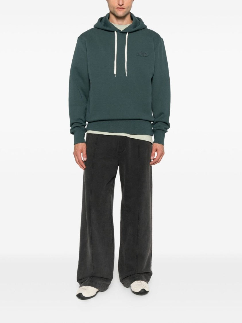 Autry Deep Green Relaxed-Fit Hoodie With Subtle Embroidery