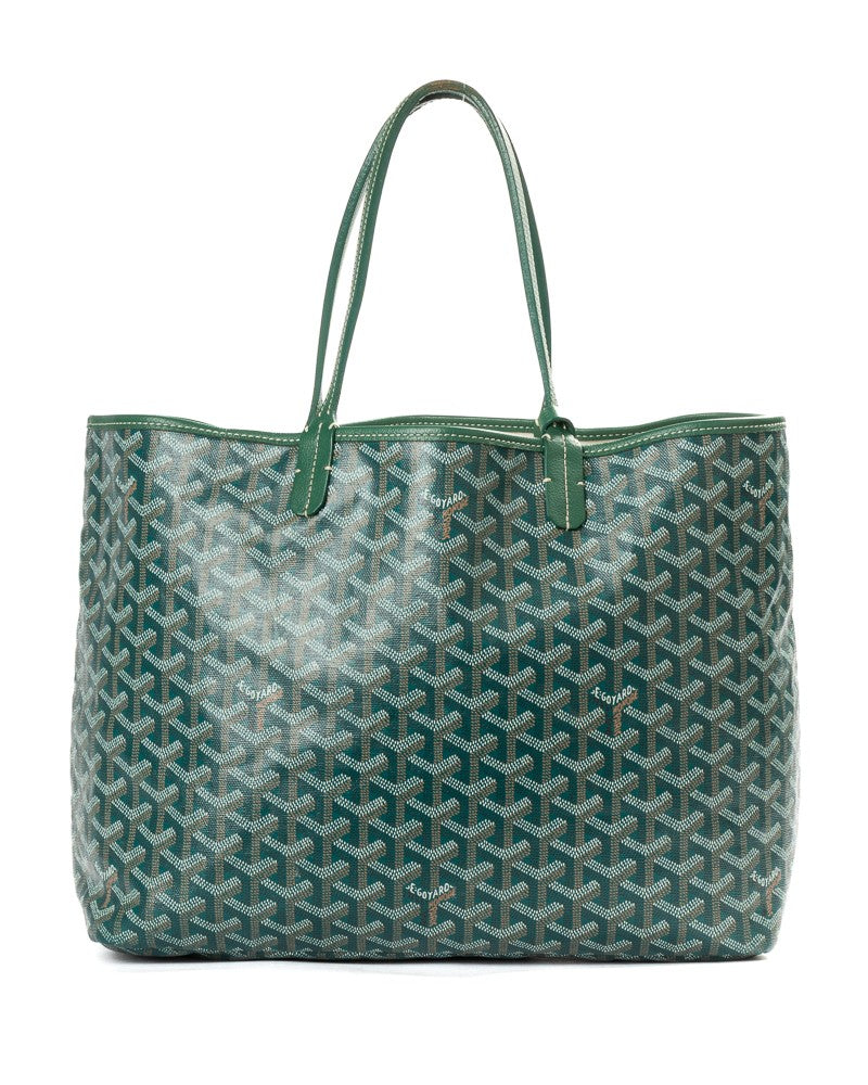 Goyard Saint Louis Small Tote Bag With Green Leather Accents