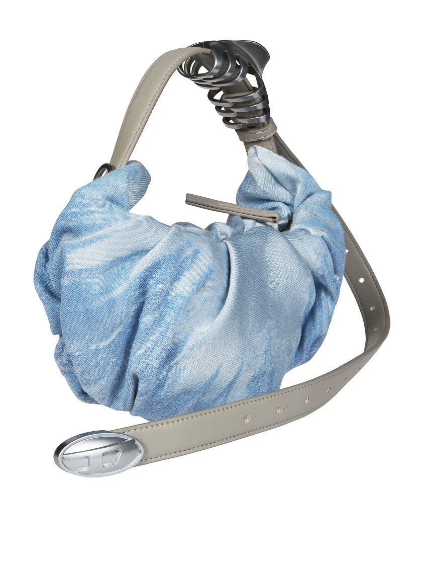 Diesel Ruched Hobo Bag In Light Blue Tie-Dye
