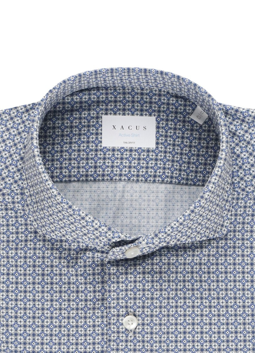 Xacus Blue Geometric Active Pattern Casual Shirt