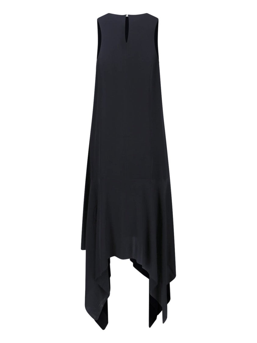 Filippa K Black Scarf Hem Asymmetrical Midi Dress