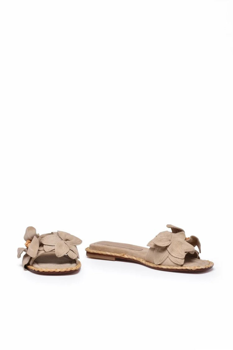 Paloma Barceló Suede Slide Sandals - Beige