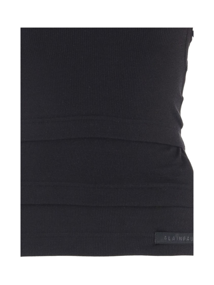 Alainpaul Black Three-Layer Stretch Lyocell-Blend Top