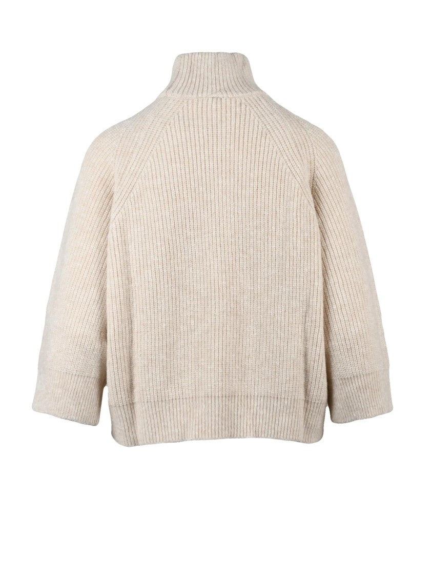 Peserico Easy Ribbed Turtleneck Sweater With Boxy Silhouette And Raglan Sleeves