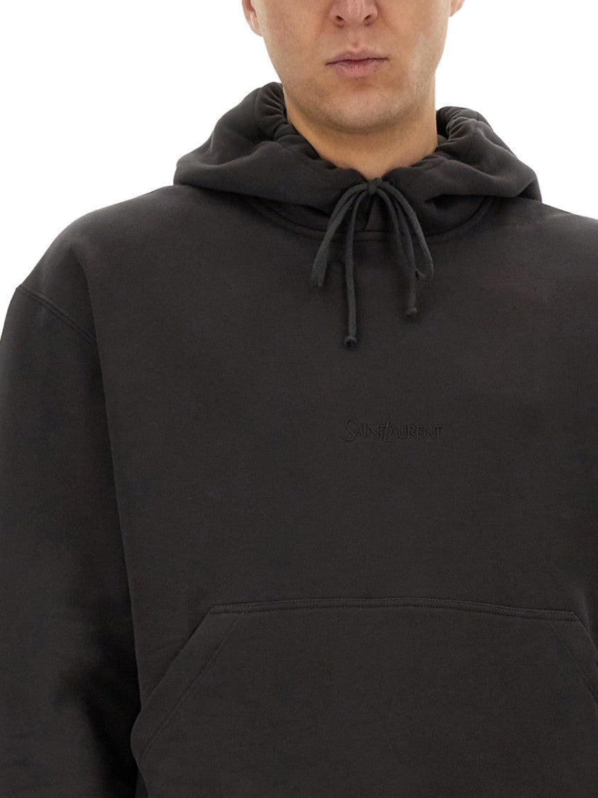 Saint Laurent Hooded Sweatshirt With Subtle Logo