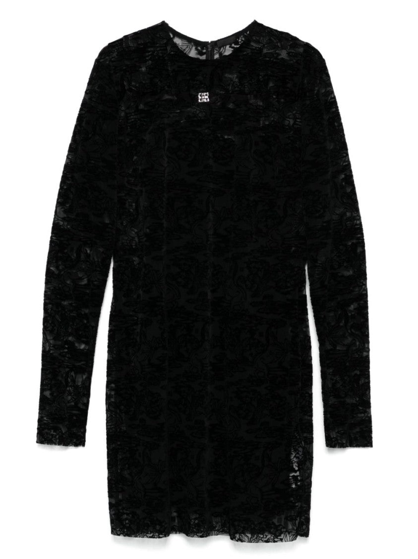 Givenchy Black Long Sleeve Raw Cut Dress