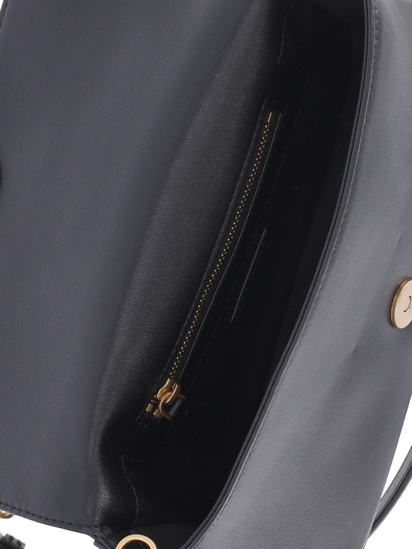 Pinko Black Love One Calfskin Shoulder Bag