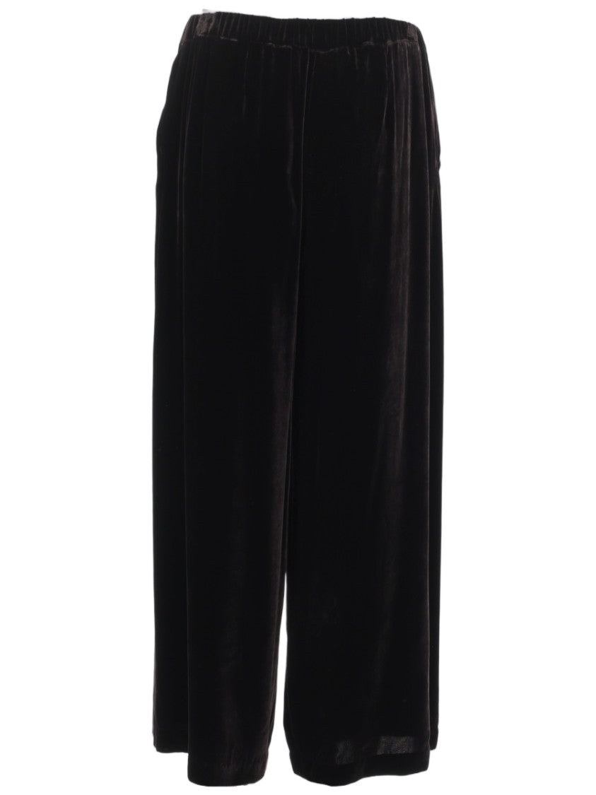 P.A.R.O.S.H. Cropped Wide-Leg Pants With Elastic Waistband And Velvety Texture