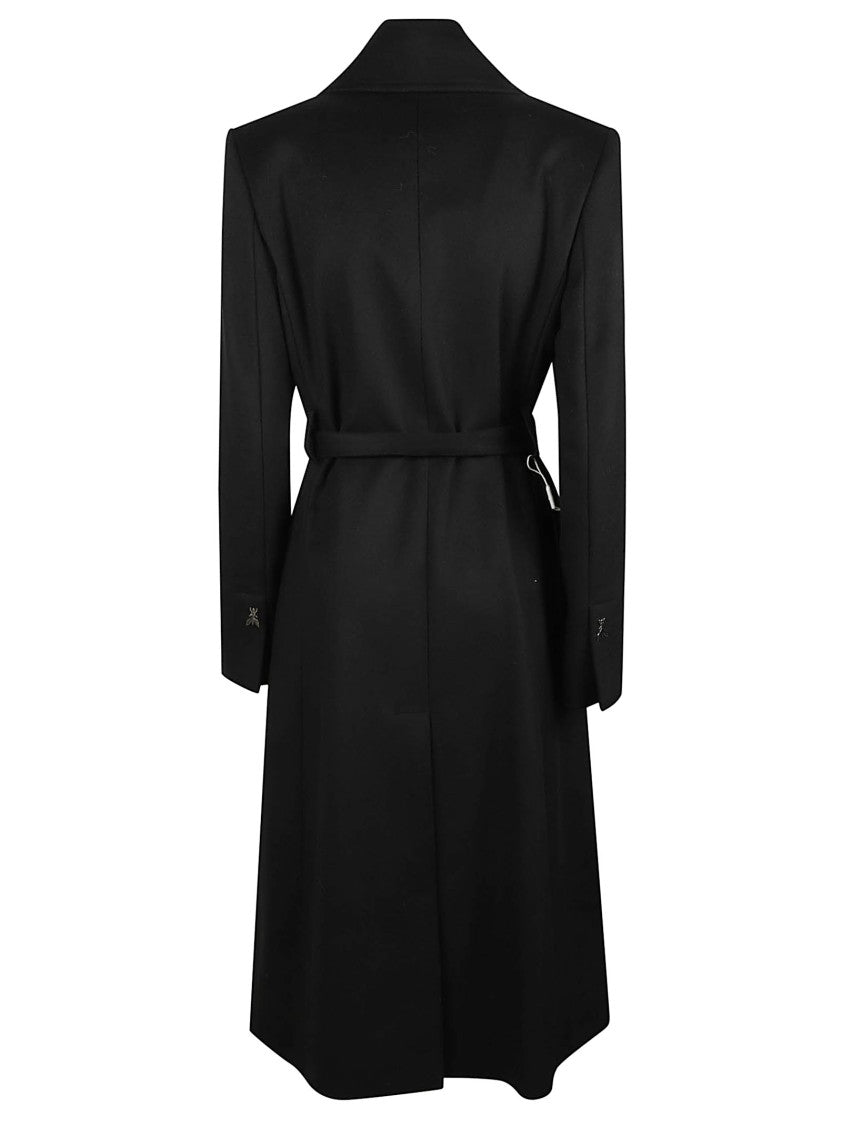 Patrizia Pepe Tailored Black Belted Wool-Blend Coat