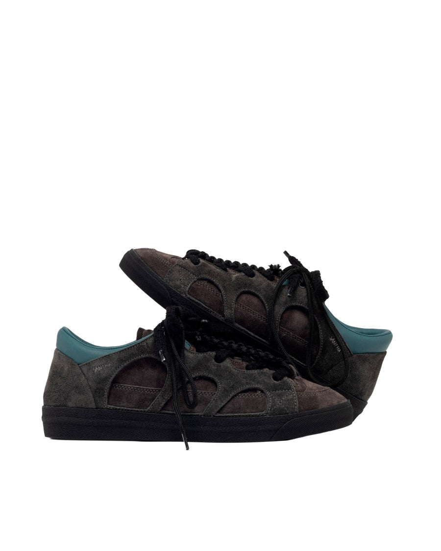 Santha Gray Love Park Low-Top Suede Sneakers
