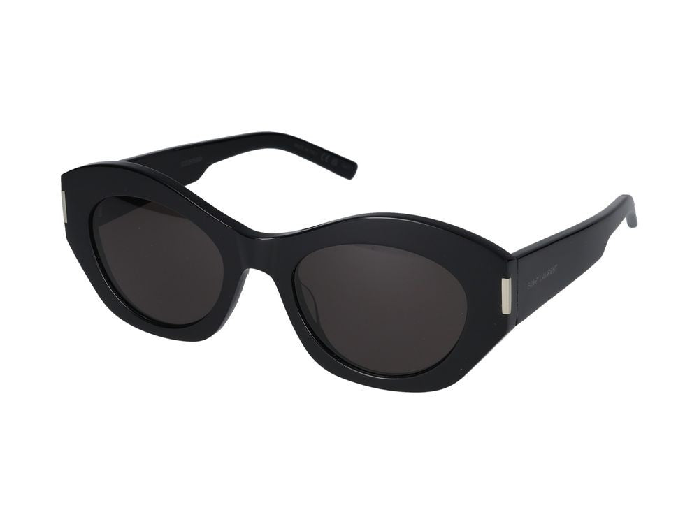 Saint Laurent Black Glossy Oversized Geometric Sunglasses