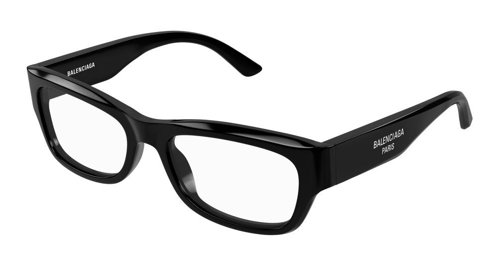 Balenciaga Black Glossy Finish Oversized Square Eyeglasses