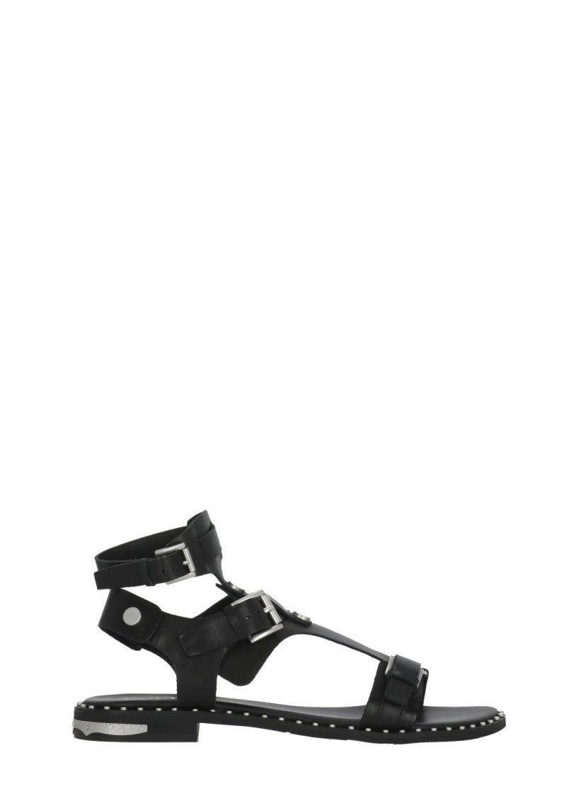 Ash Black Pia Studded Leather Sandals