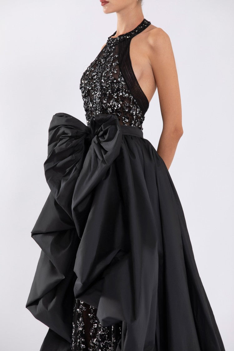 Saiid Kobeisy Tulle Beaded Jumpsuit With Halter Neckline