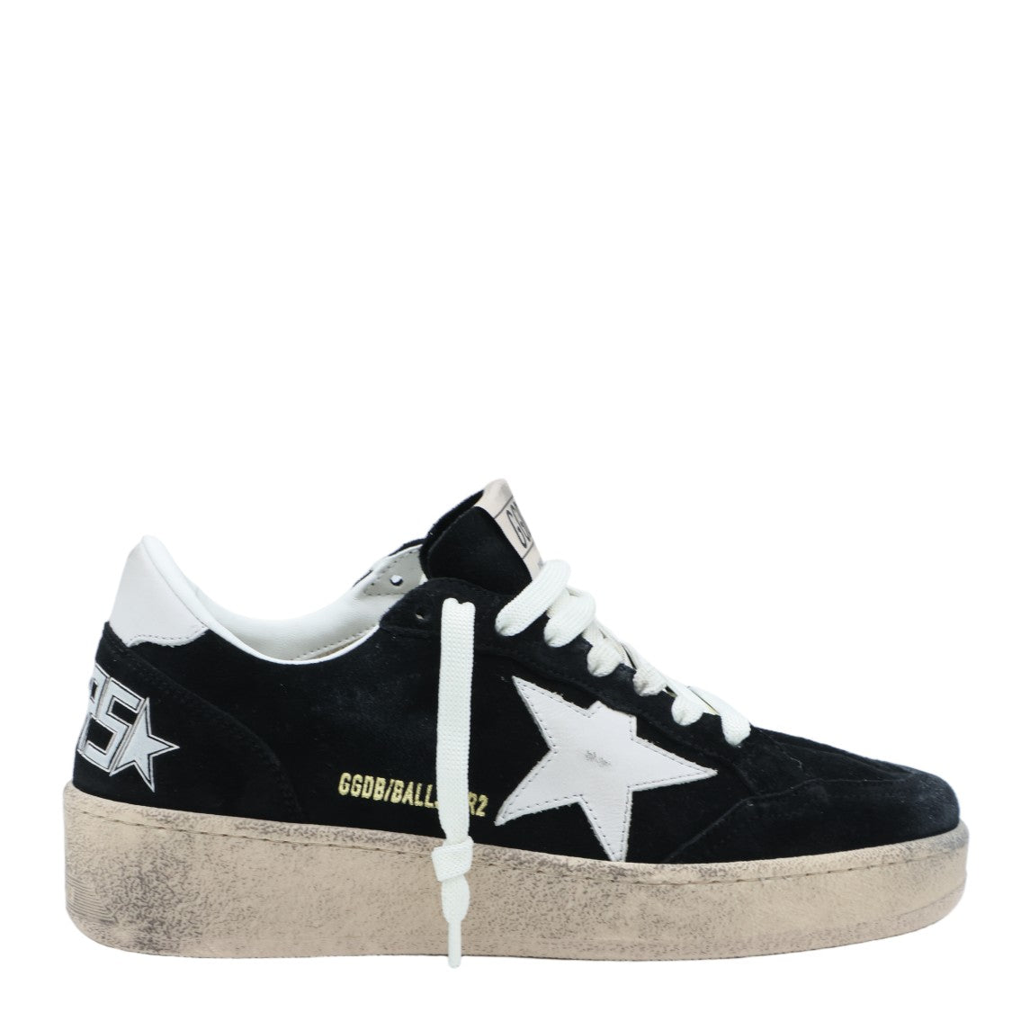 Golden Goose Black Suede Sneakers With White Star Accents