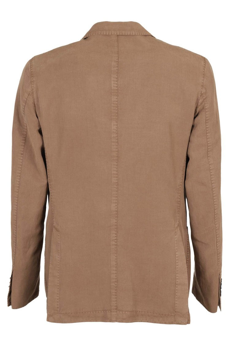 L.B.M. Single-Breasted Brown Linen And Cotton Blazer