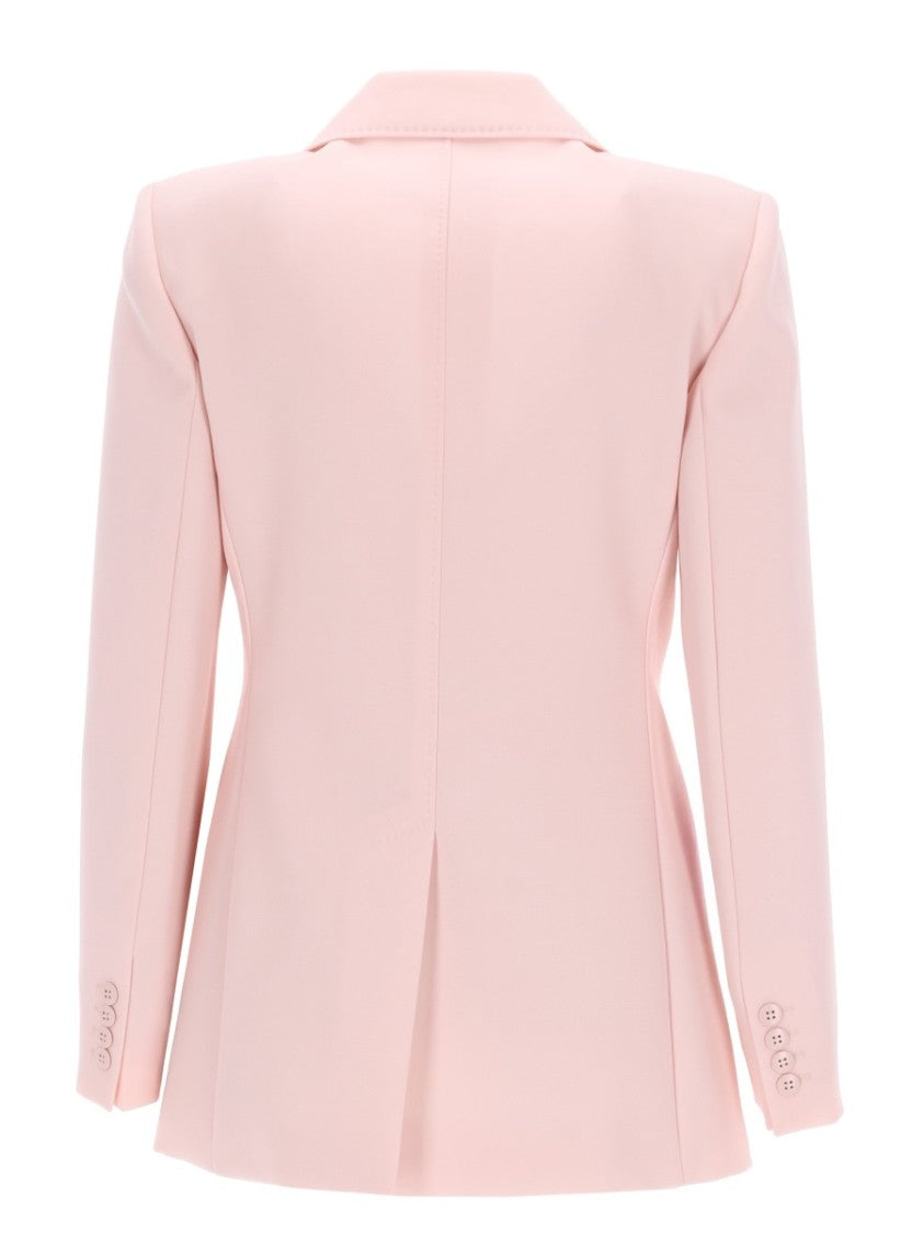 Max Mara Fitted Double-Breasted Wool Crepe Jacket With Wide Lapels