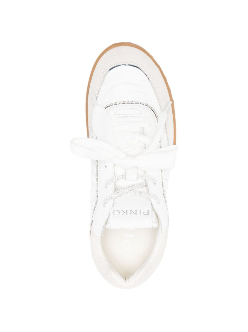 Pinko White Sneakers With Smooth And Textured Panels