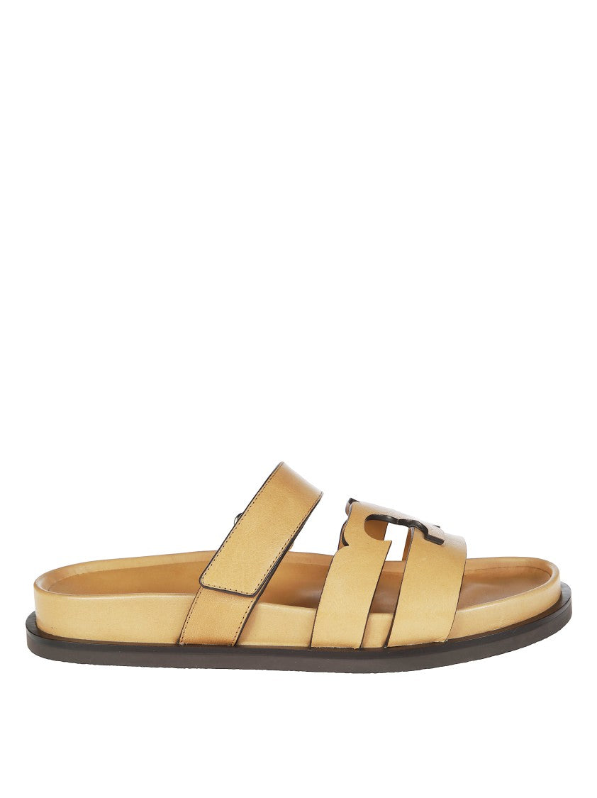 Tory Burch Double-Strap Closure Slides With Elegant Buckle Detail