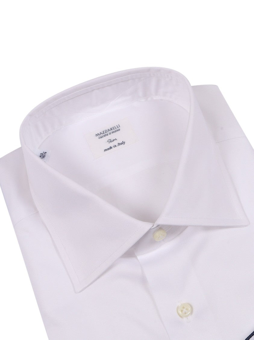 Mazzarelli Camicie Slim-Fit White Cotton Shirt