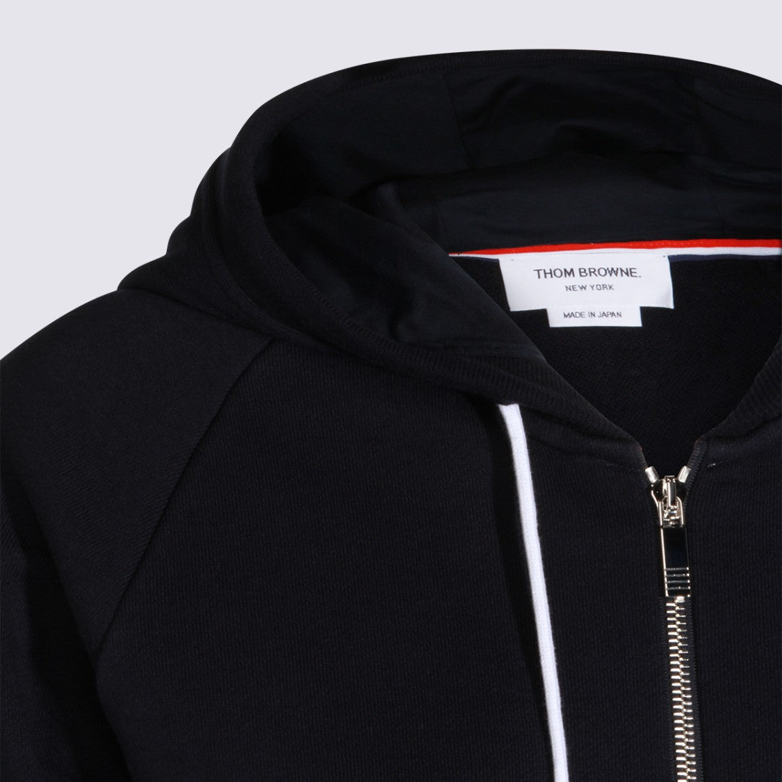 Thom Browne Navy Cotton Zip Hoodie