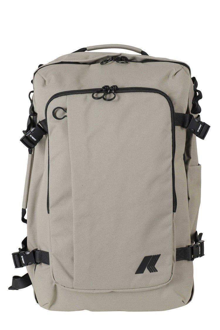K-Way Dove Gray Salome Two-Way Zip Nylon Backpack