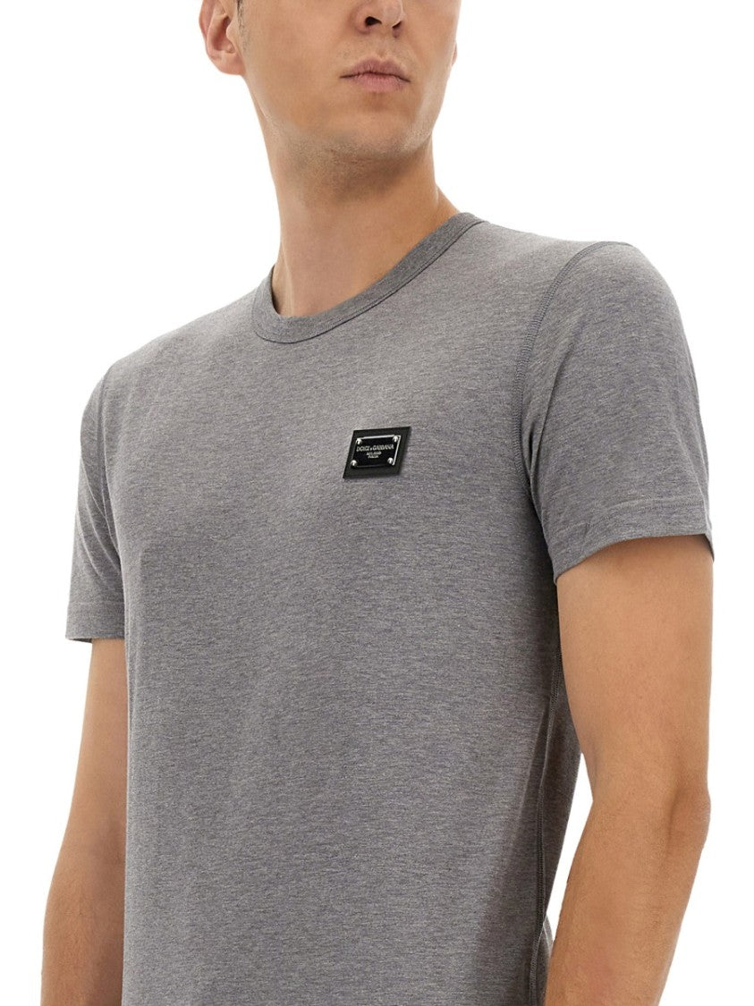 Dolce & Gabbana Cotton T-Shirt With Subtle Logo Plaque