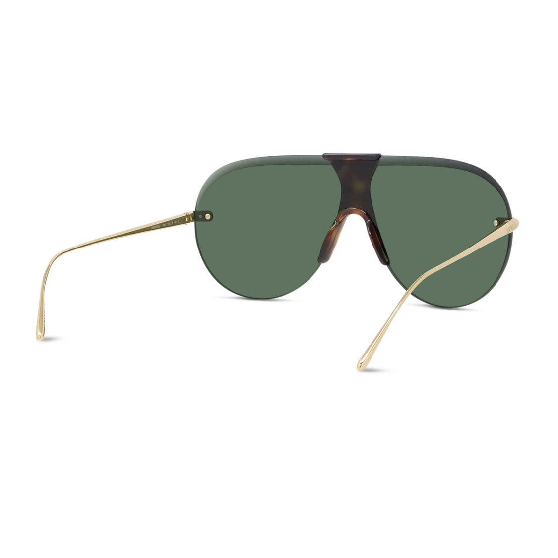 Loewe Gold Havana Wraparound Green Lens Shield Sunglasses