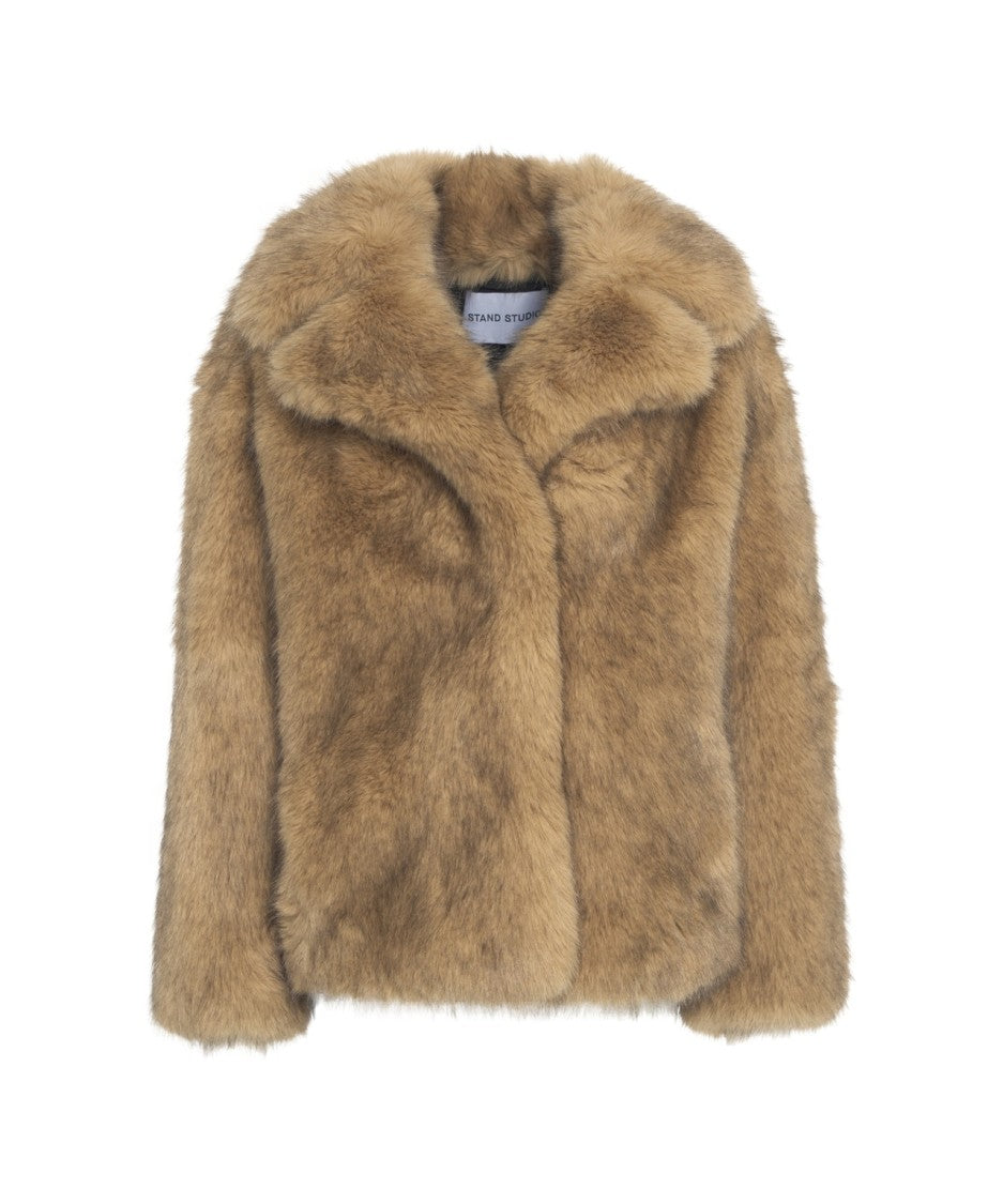 Stand Studio Tailored Faux Fur Jacket With Classic Collar