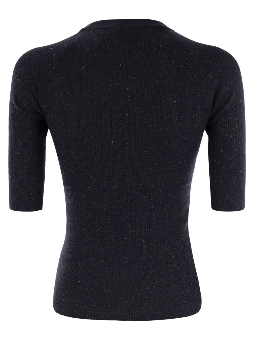 Brunello Cucinelli Sparkling Ribbed Cashmere Sweater