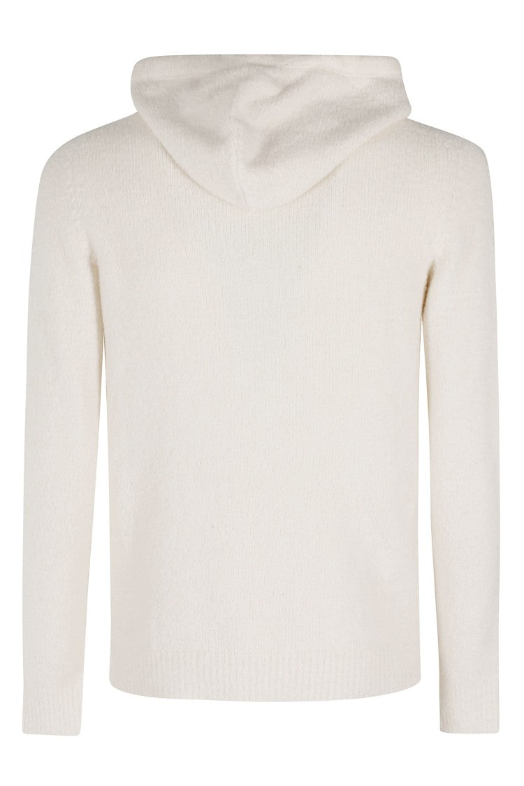 Roberto Collina Ecru Cotton Knit Sweater With Hood
