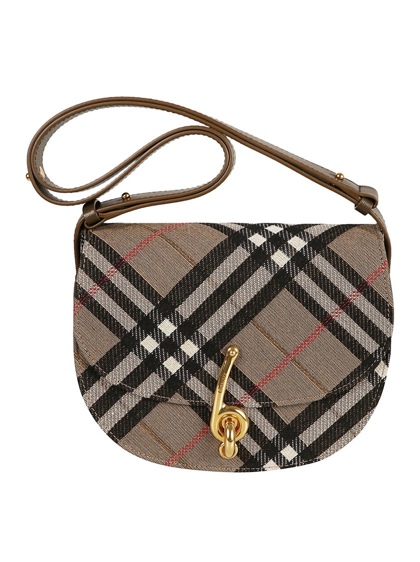 Burberry Classic Check Pattern Shoulder Bag With Gold-Tone Hardware