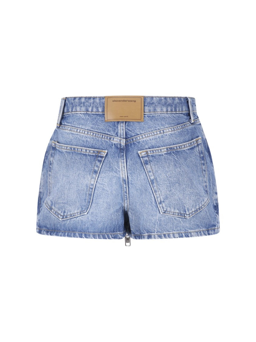 Alexander Wang Blue Front Zip Denim Mini Skirt