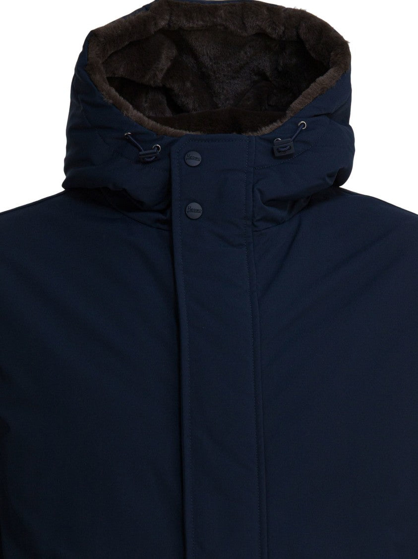 Herno Long Contemporary Parka With Faux Fur Hood