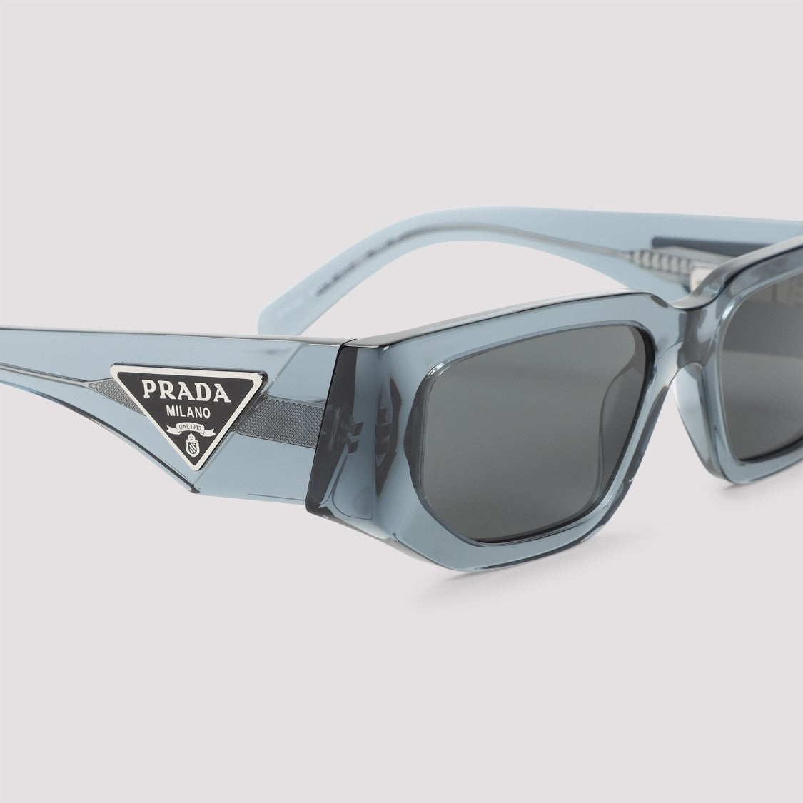 Prada Angular Frame Grey Acetate Sunglasses With Iconic Logo