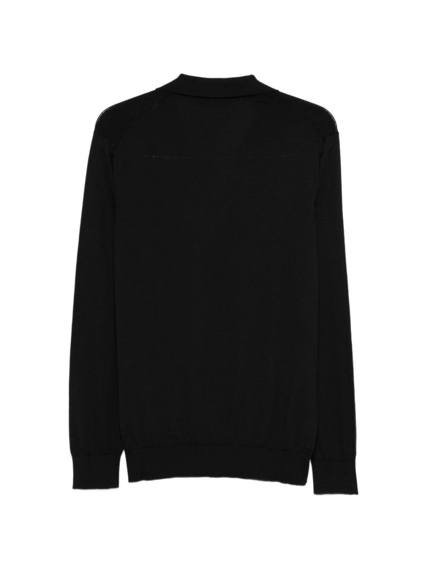 Gran Sasso V-Neck Black Sweater With Ribbed Detailing