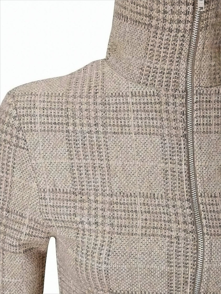 Our Legacy Fitted Textured Cardigan With High Collar And Zip Closure