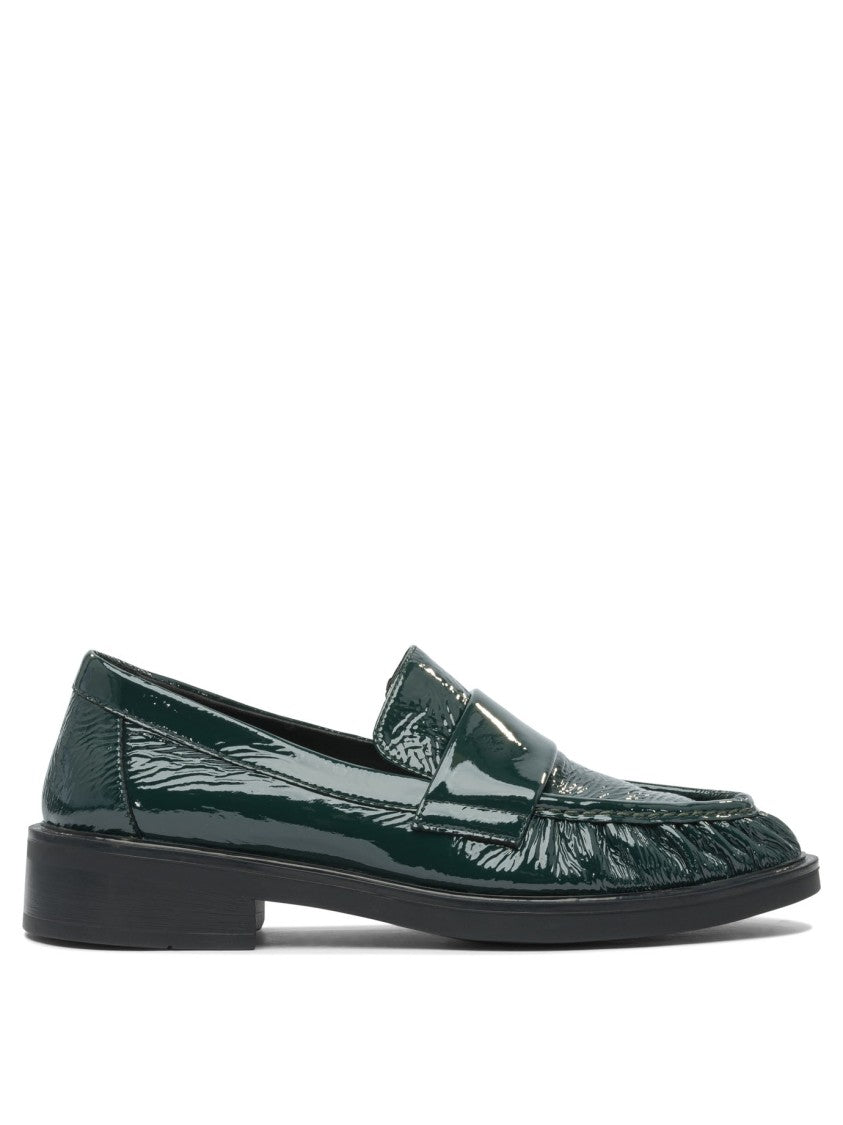 Strategia Glossy Textured Green Loafers