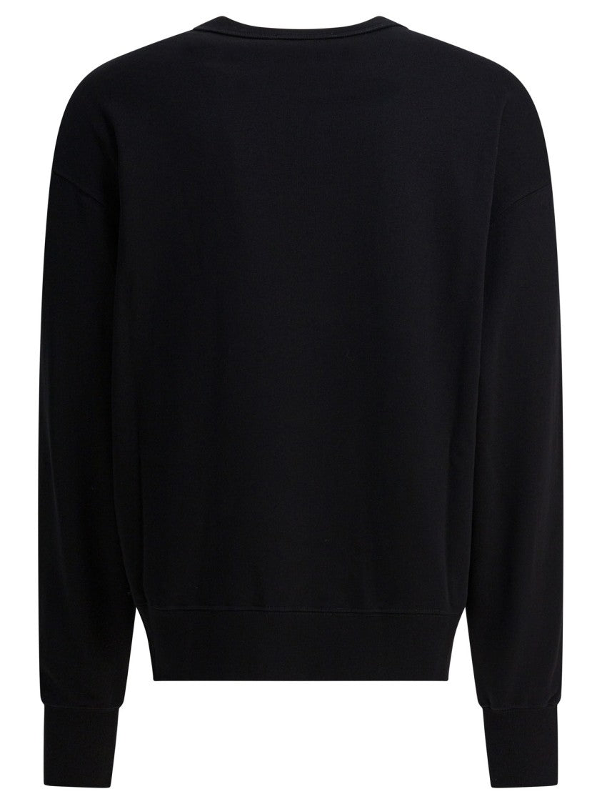 Alexander Mcqueen Black Cotton Sweatshirt With Embroidered Moth Design