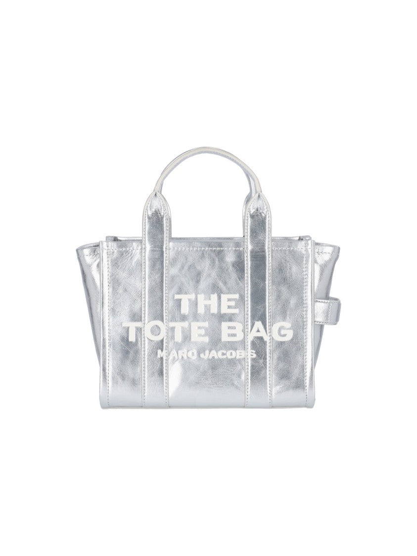 Marc Jacobs Silver Metallic Leather Small Tote Bag