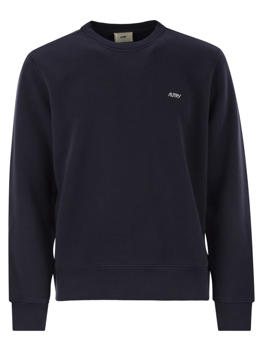 Autry Classic Black Cotton Crew-Neck Sweatshirt