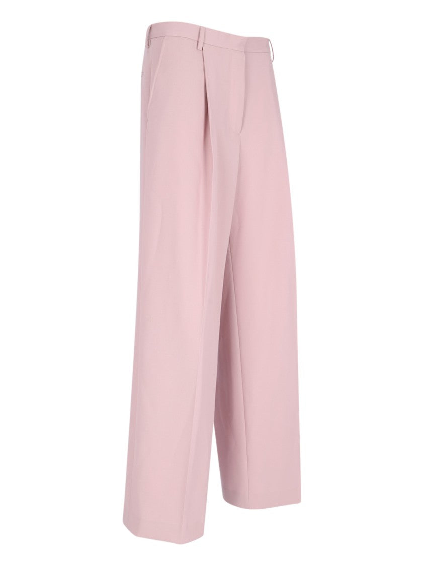 Dries Van Noten Wide-Leg Trousers In Pink Wool